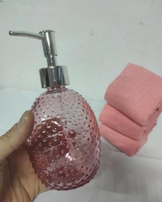 Dispenser bagno in vetro con 3 lavette