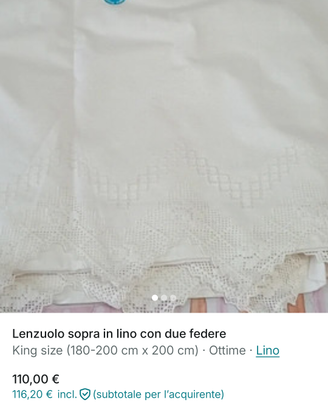 Lenzuolo sopra in lino con due fodere cuscini
