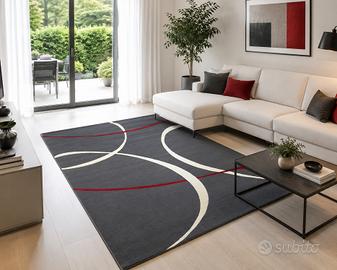 Tappeto moderno grigio antracite  linee 150x253 cm