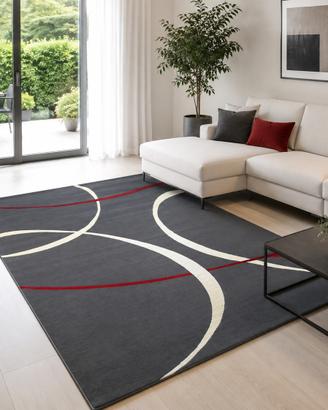 Tappeto moderno grigio antracite  linee 150x253 cm