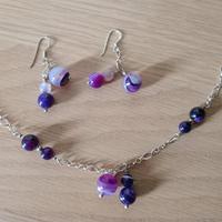 Orecchini & Bracciale Argento 925, Perle Agata