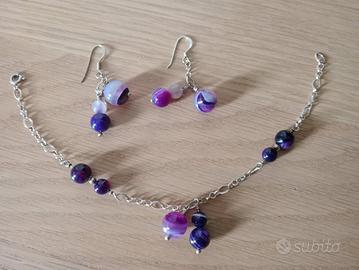 Orecchini & Bracciale Argento 925, Perle Agata