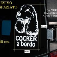 COCKER A BORDO Adesivo 9x15 Trasparente Etichetta