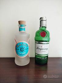 Bottiglie Gin Malfy e Tanqueray vuote