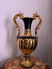 VASO DECORATIVO IN STILE BAROCCO ORO E NERO