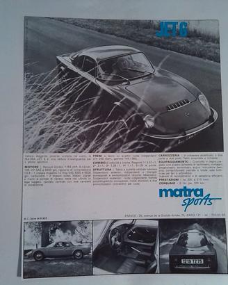 Depliant autovetture Matra Sport Jet 6 e M 530