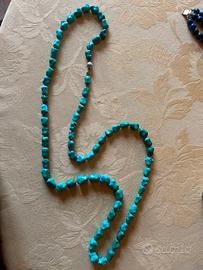 Collana antica di  vero turchese persiano, con 72e