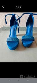 Scarpe tacco alto numero 37 blu brillantinate