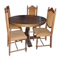 Tavolo allungab In Legno E 6 Sedie Con Stoffa Ocra