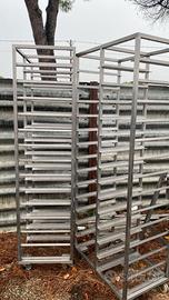 Carrelli doppi porta teglie in acciaio inox