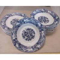 N.10 PIATTI PIANI E N.11 PIATTI FONDI DECORATI  "V