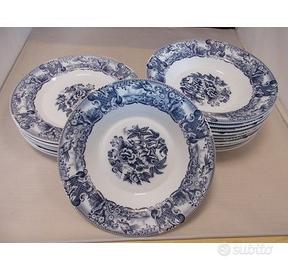 N.10 PIATTI PIANI E N.11 PIATTI FONDI DECORATI  "V