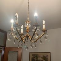 Lampadario Ottone e cristallo di Boemia