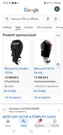 fuoribordo mercury 150 xl imballato da imm.