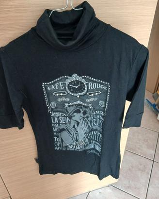 maglia in cotone pettinato con collo alto