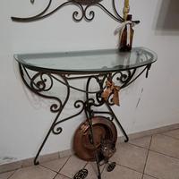 Consolle in ferro battuto ingresso più specchio