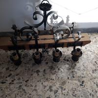 lampadario antico in legno 8 luci
