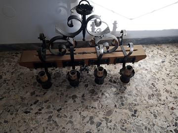 lampadario antico in legno 8 luci