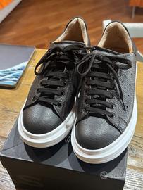 Sneakers pelle martellata marone