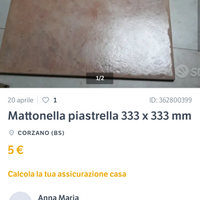Mattonella piastrella 333 x 333 mm