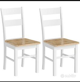 Coppia 2 Sedie Homcom sedia cucina Bianco Rovere