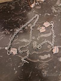 Collana bracciale e orecchini cuore guess