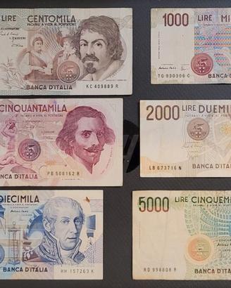 Serie banconote lire circolate anni 80/90