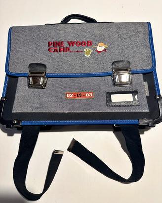 Zaino porta documenti denim e pelle