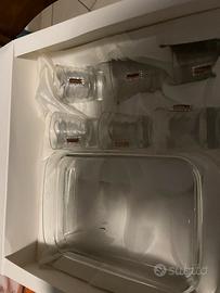 Servizio bicchierini da liquore + vassoio in vetro