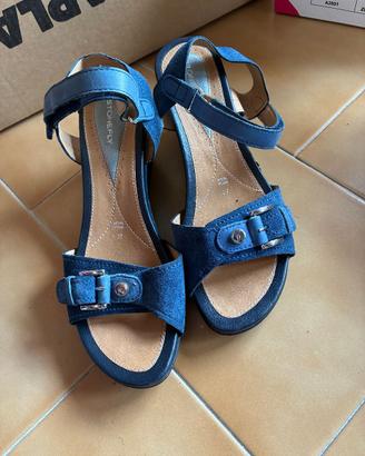 Sandalo color jeans + fibbia e cinturino caviglia