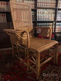 Poltrona coloniale in midollino vintage