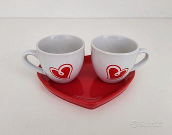 Tazzine da Caffé con Piattino Cuore San Valentino