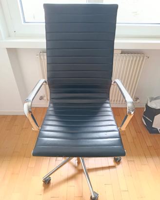 Sedia ufficio in ecopelle con ruote schienale alto