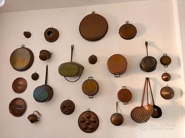 Collezione utensili da cucina in rame