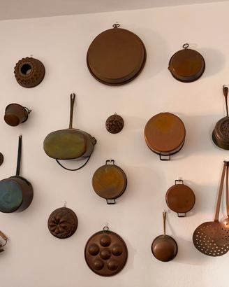 Collezione utensili da cucina in rame