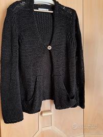 CARDIGAN CON CAPPUCCIO IN COTONE COLORE NERO