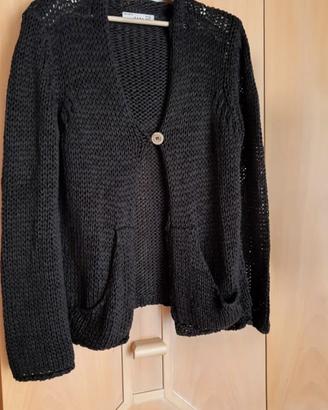 CARDIGAN CON CAPPUCCIO IN COTONE COLORE NERO