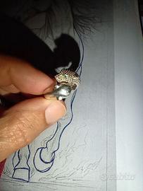 anello 2 pantere arg925 smeraldi