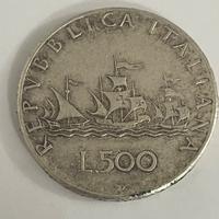 Moneta 500 lire 3 Caravelle  in Argento anno 1966