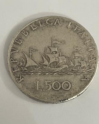 Moneta 500 lire 3 Caravelle  in Argento anno 1966