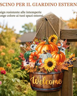 Benvenuto Autunno Cartello in Legno