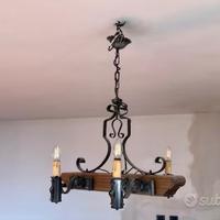 Lampadario ferro battuto