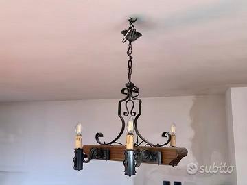 Lampadario ferro battuto