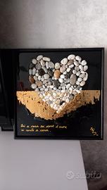 Quadro Materico "Cuore" 40x40 – Resina, Oro e Piet