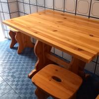 tavolo baita - country in legno con panche