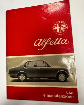Libretto Alfa Romeo Alfetta uso e manutenzione