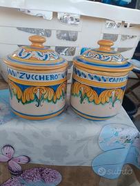 coppia barattoli ceramica s.stefano di camastra