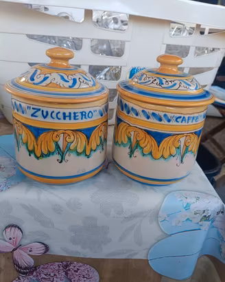 coppia barattoli ceramica s.stefano di camastra