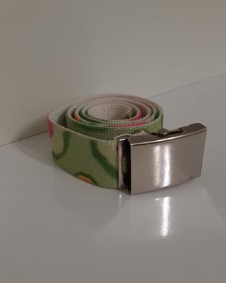 Cintura donna, in tessuto, color verde fantasia 
