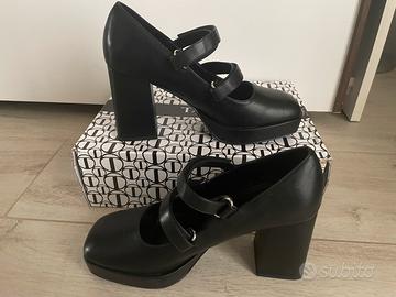 scarpe nere con tacco stile Mary Jane